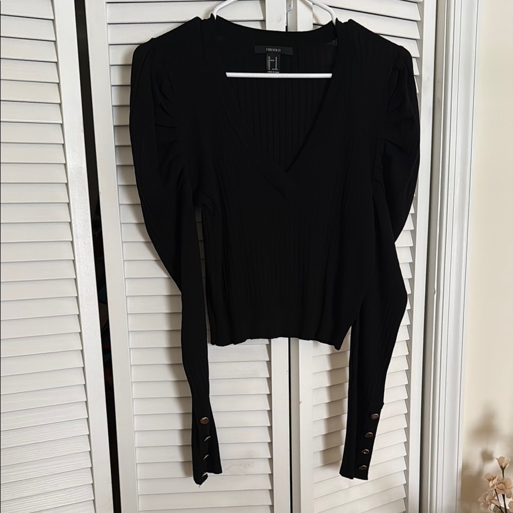 Elegant Black V-Neck Top
